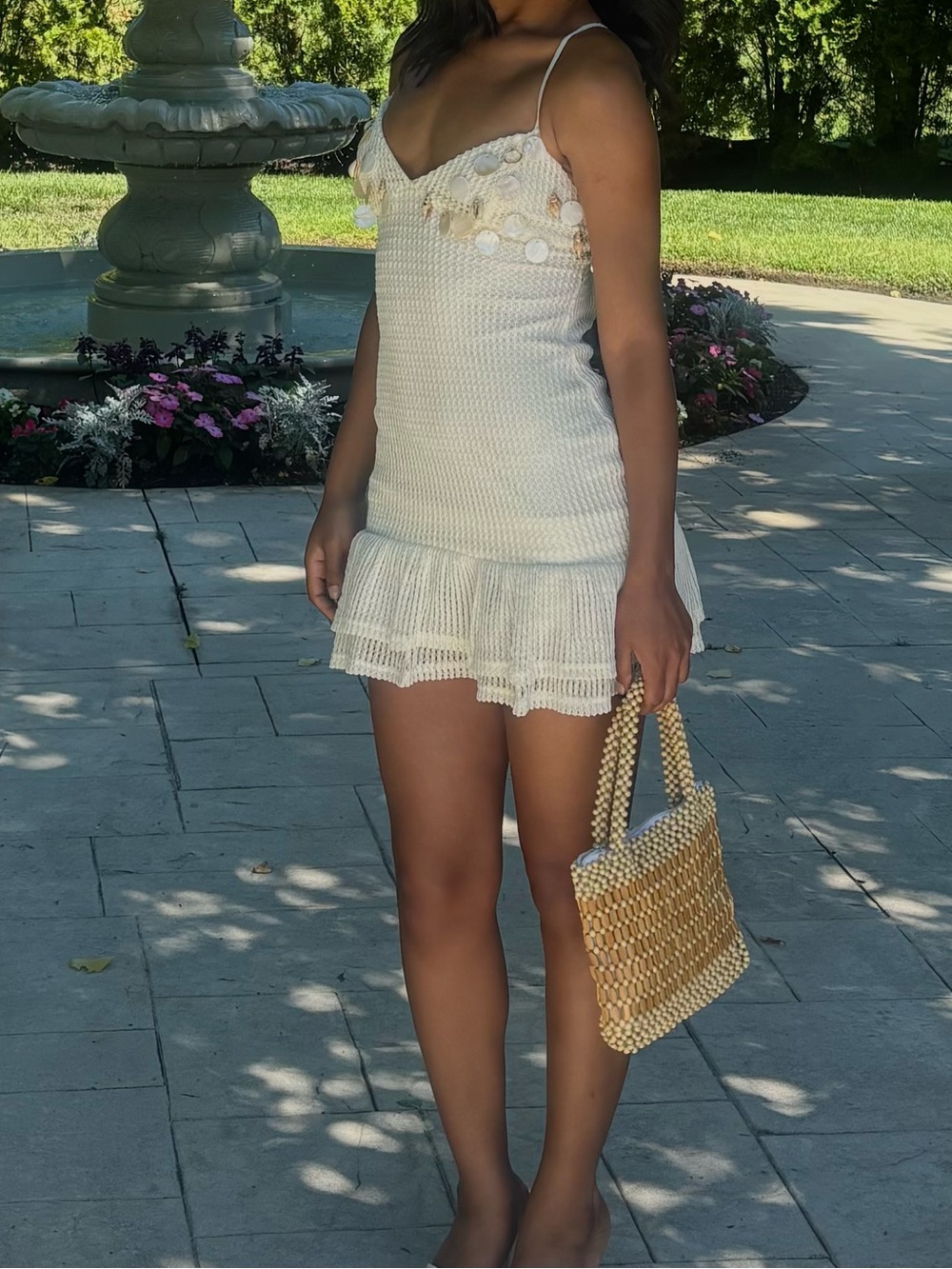 Windsor Cream Crochet Mini Dress with Ruffle Hem